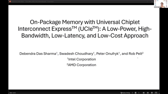 On Package Memory with Universal Chiplet Interconnect Express (UCIe): A Low-Power, High-Bandwith, Low-Latency and Low-Cost Approach